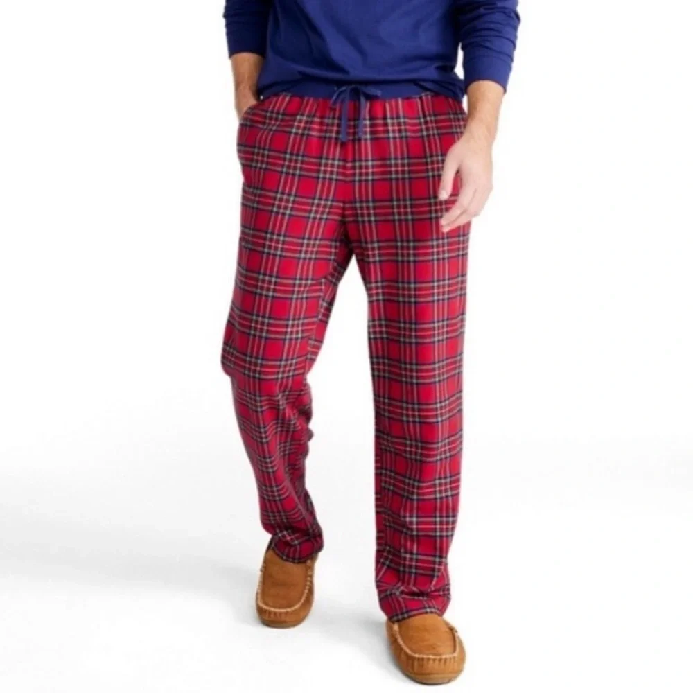 L.L. Bean‎ Men’s Plaid Flannel Pajama Pants Red Blue M Regular